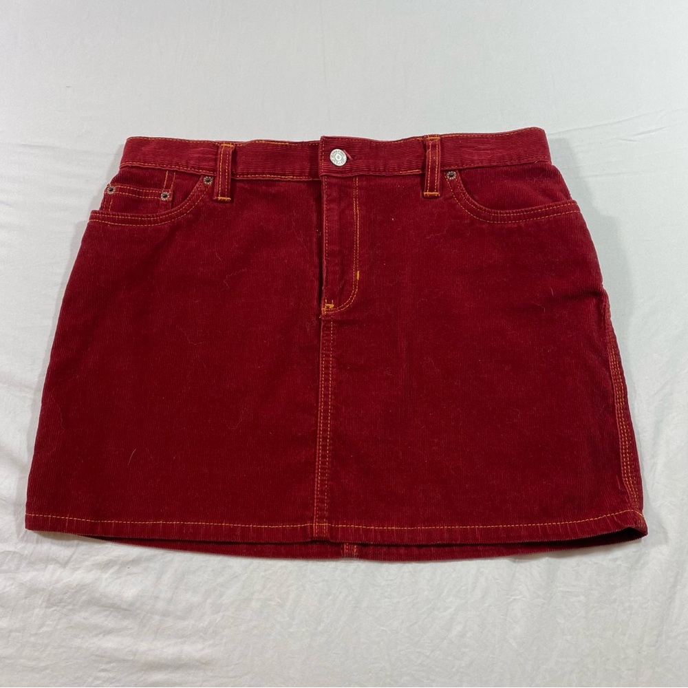 Gap Red Corduroy Mini Skirt Red Front Zip Mini Skirt With Pockets Sz 8 Skirt